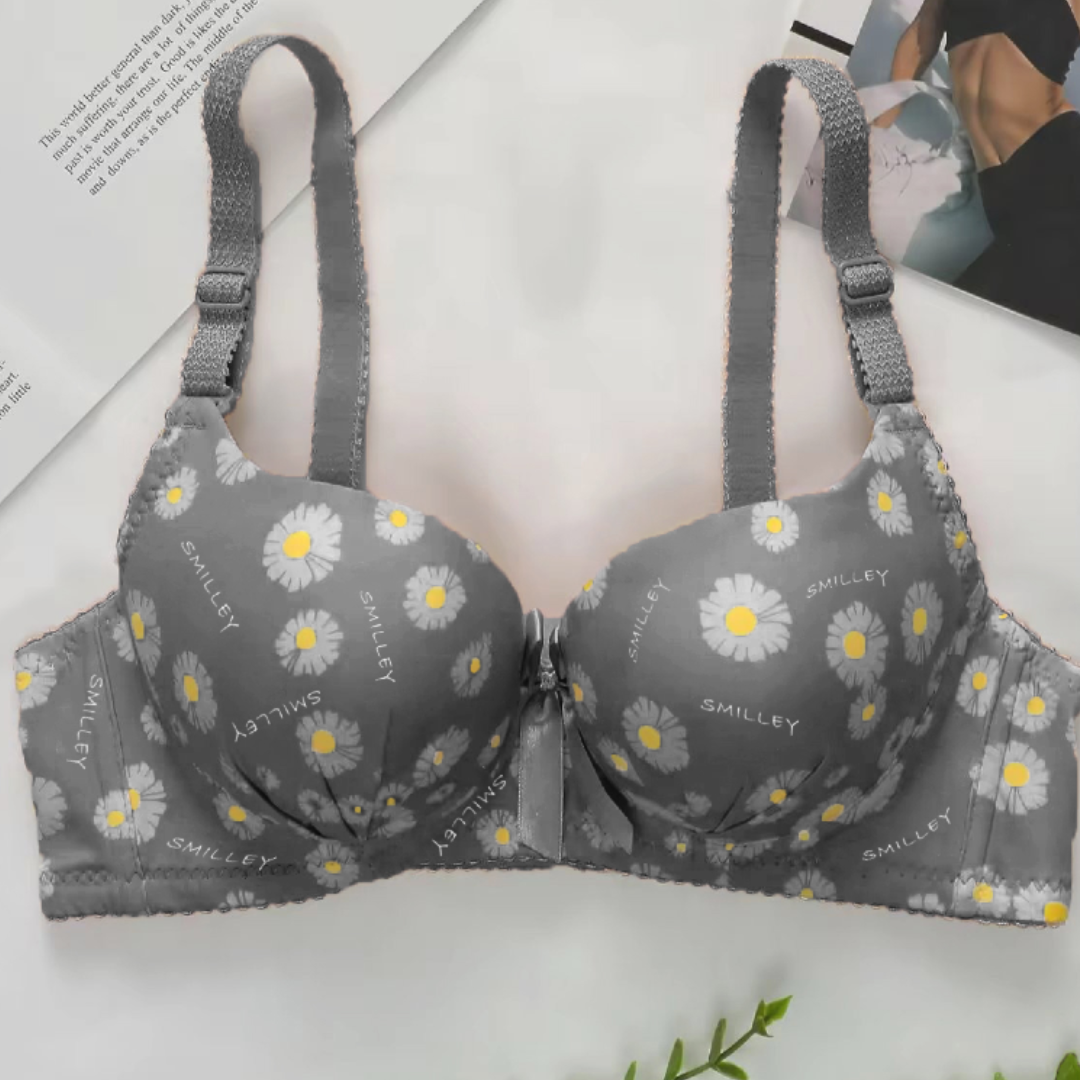 Double Padded Push Flower Printed Bra