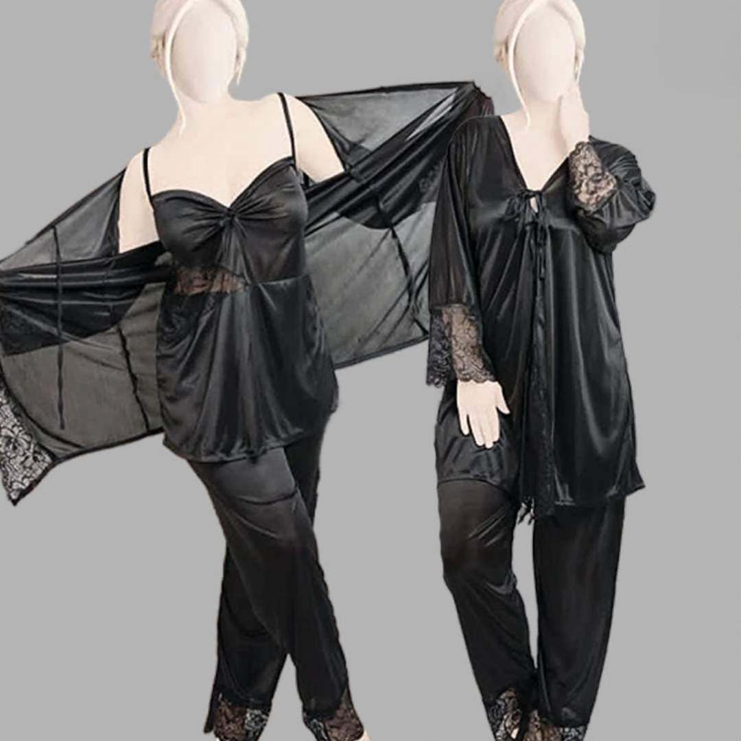 Elegant Nightie Satin SIlk Smooth Pajama Set