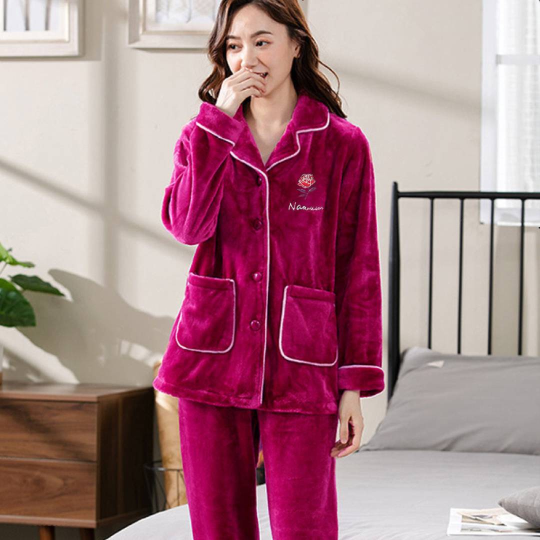 Warm Thick Fluffy Warm Winter Pajama Set