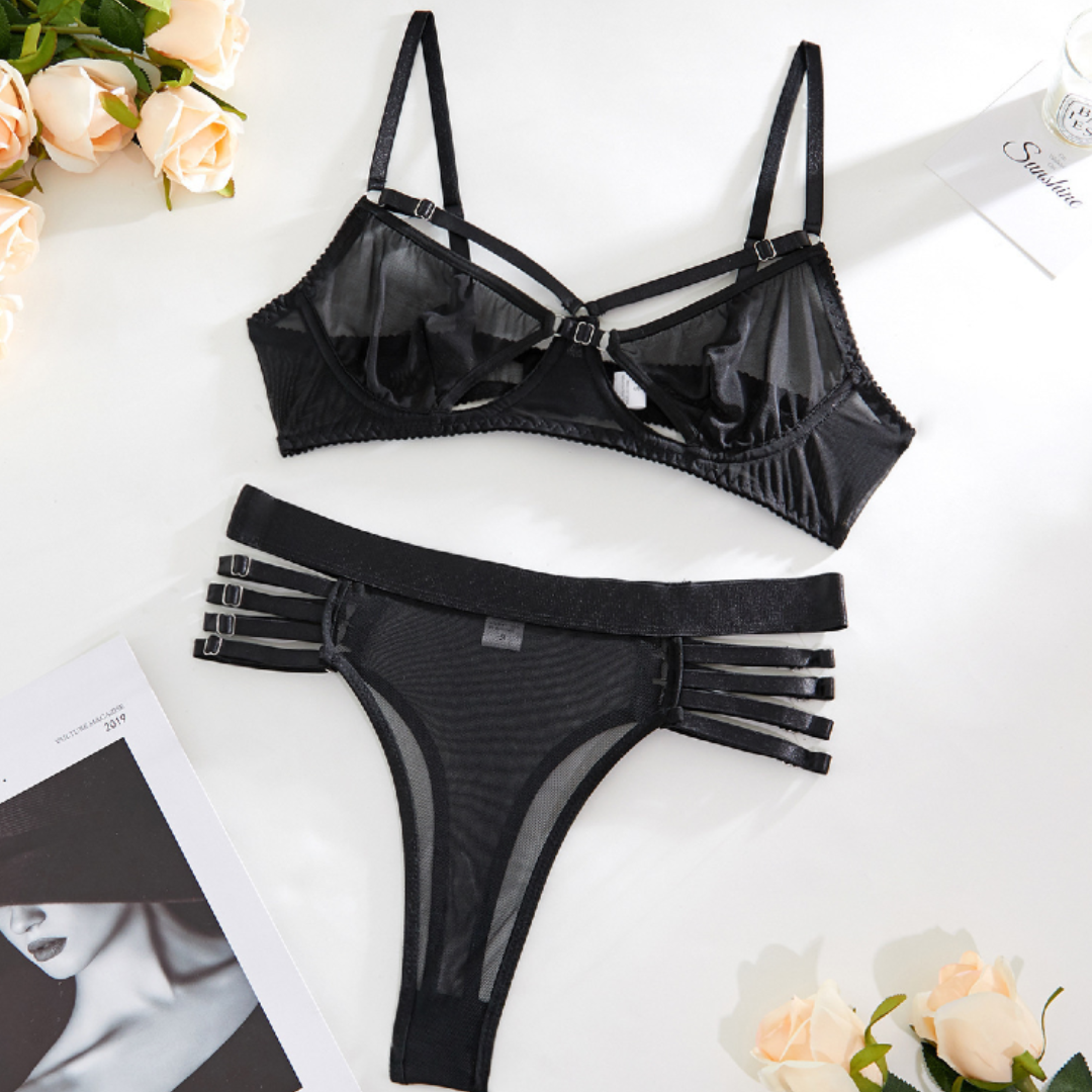 Soft Touch Tease Mesh Set with Garters