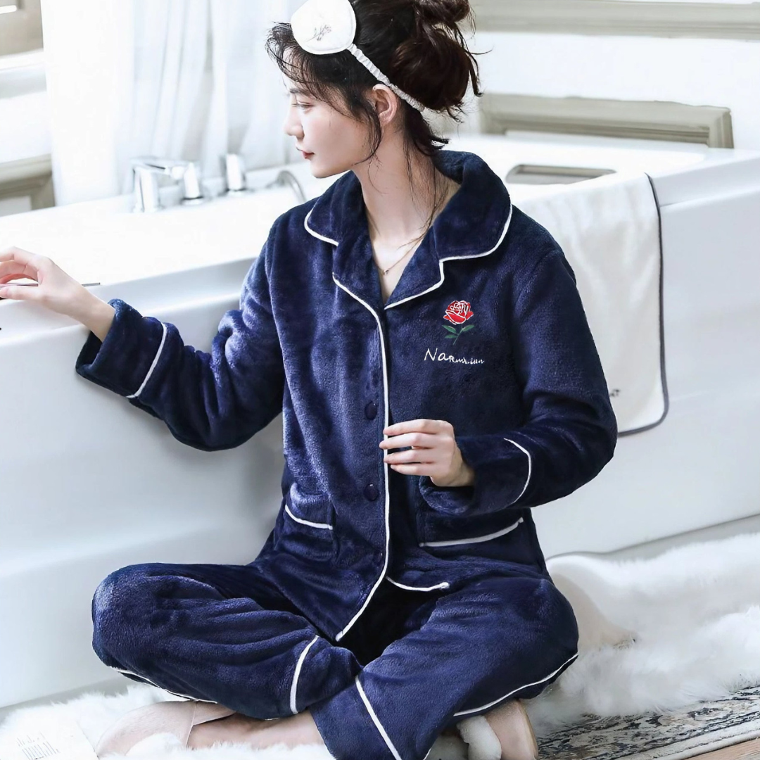 Ladies Fleece Warm Winter Pajama Set