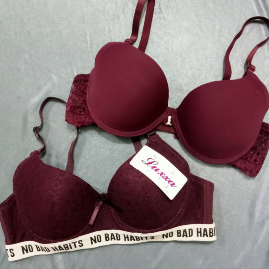 Pack Of 2 Nylon Lace Padded Bra