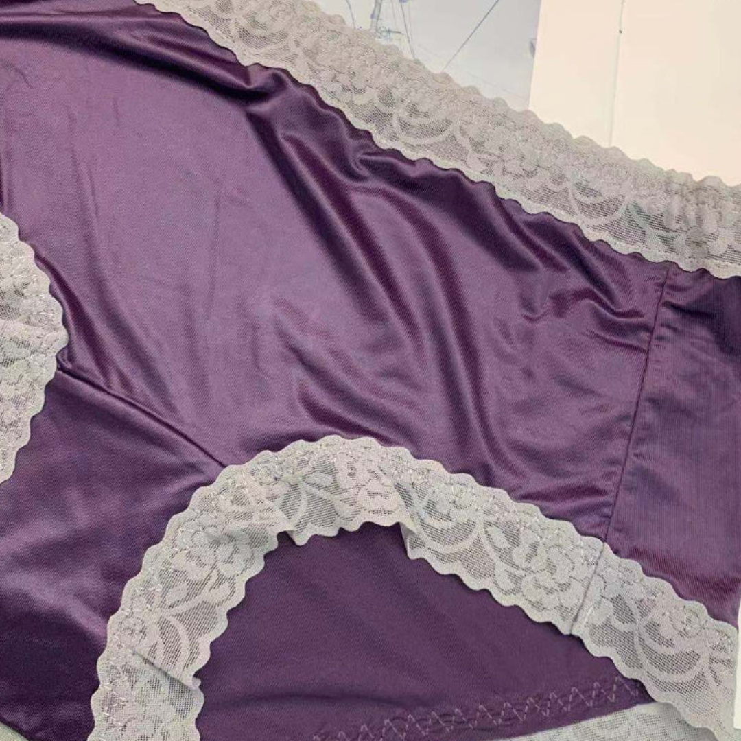 Pack of 2 Ladies Mid Waist Trim Lace Design Soft Silk Panties