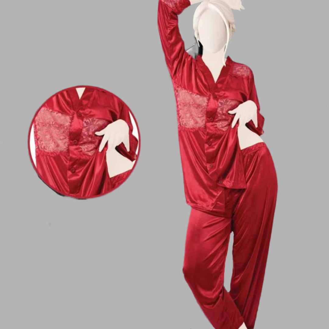 Lace and Luxury Satin Silk Pajama Duo