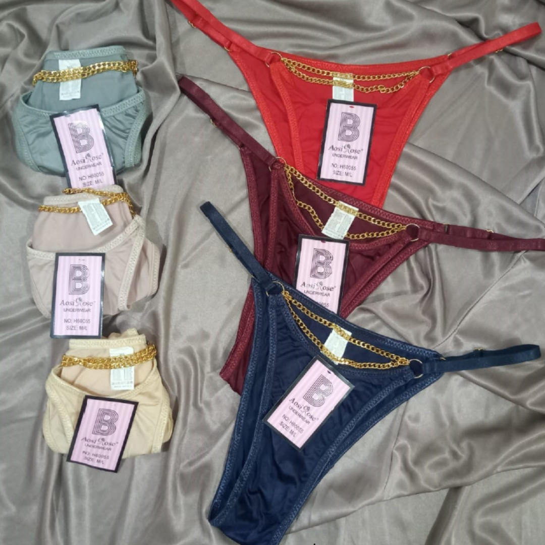 Pack of 2 Chain-Detail Nylon Thong Panties