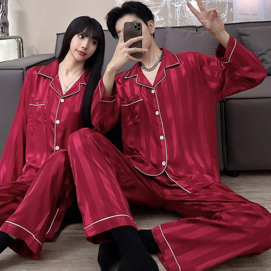 Lining Satin Silk 2-Pieces Pajama Set
