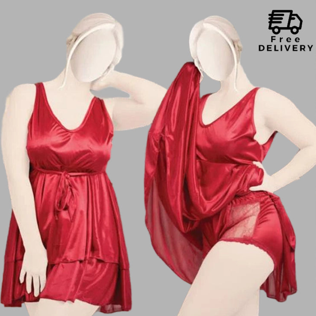Satin Silk Chic Mini Nightgown With Panty