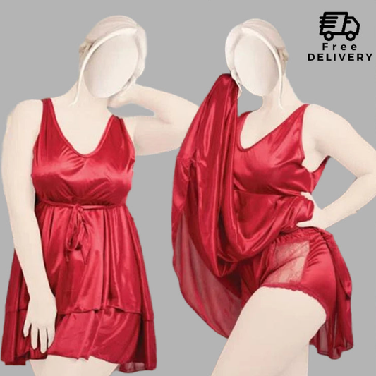 Satin Silk Chic Mini Nightgown With Panty