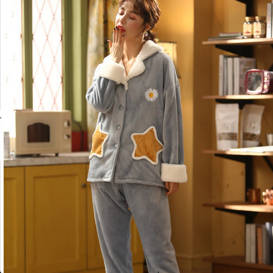 Cozy Warm Thick Fluffy Warm Winter Pajama Set
