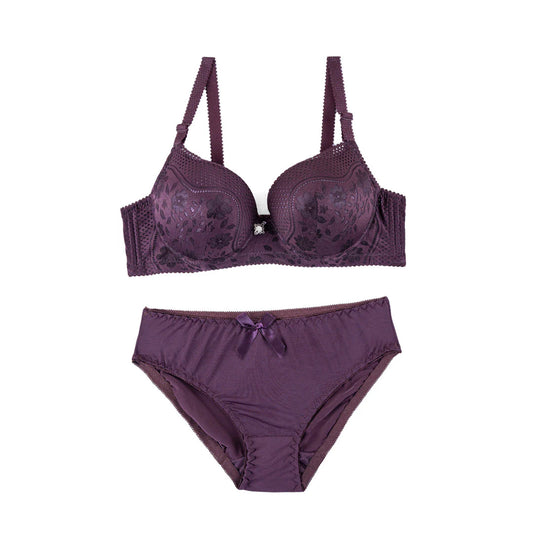 Thin Padding Trim Lace Design Bra Set