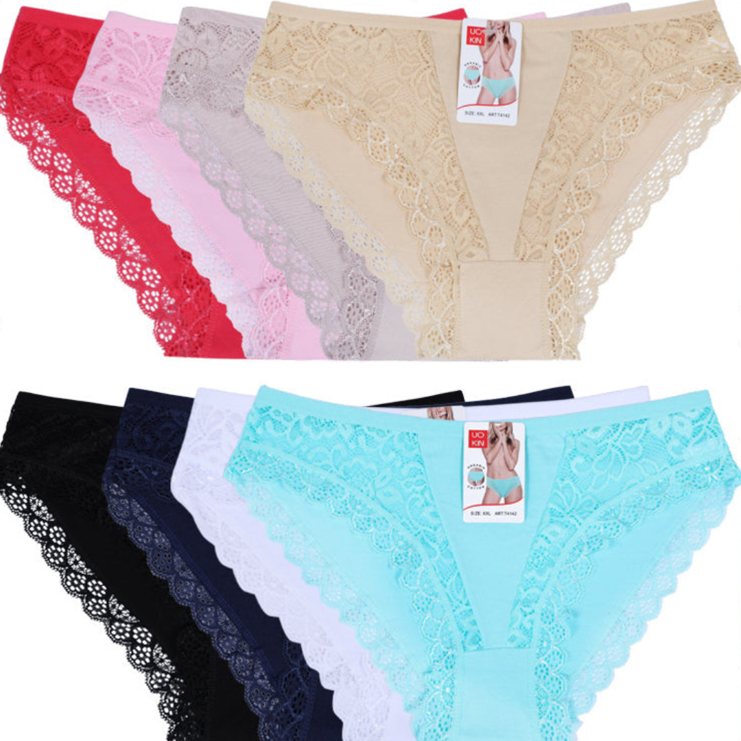 Pack of 2 Lace Trim Floral Lace Panties For Women