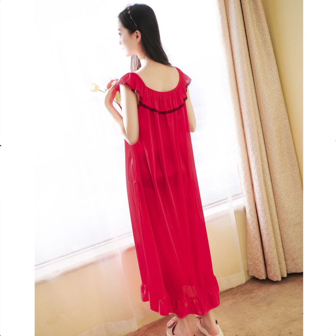 Satin Silk Long Frock Style Nighty for Women