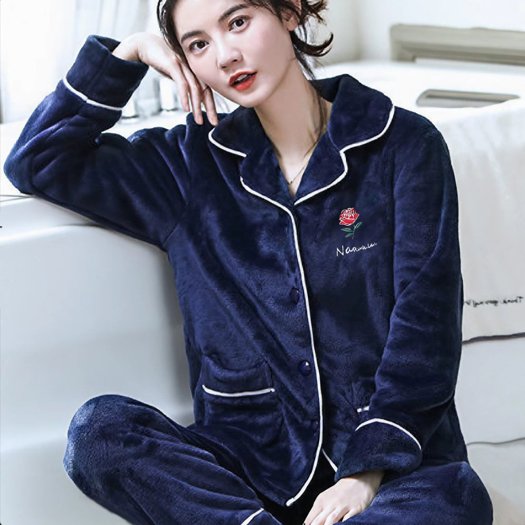 Ladies Fleece Warm Winter Pajama Set
