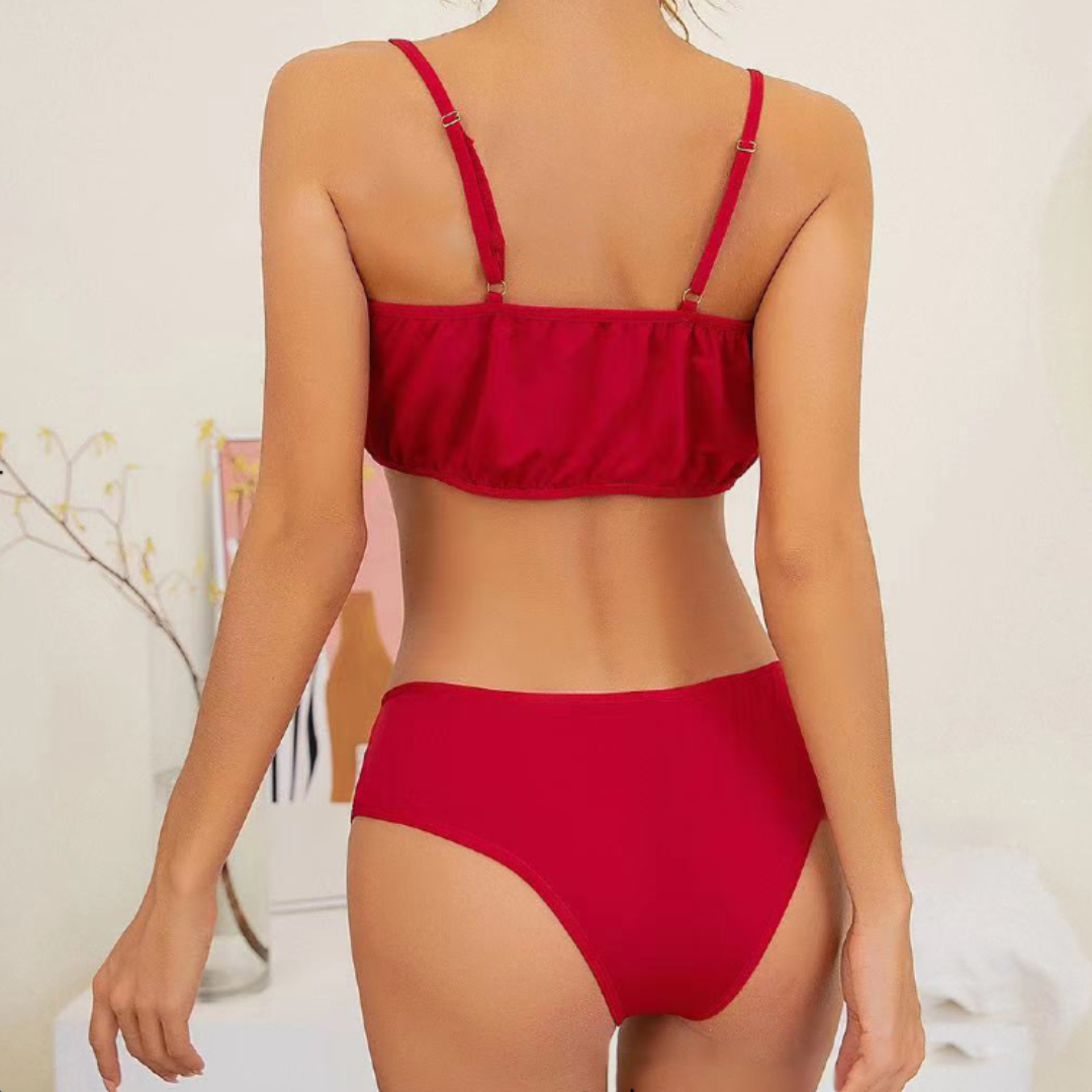 Lace Trim Fancy See Through Lingerie Set