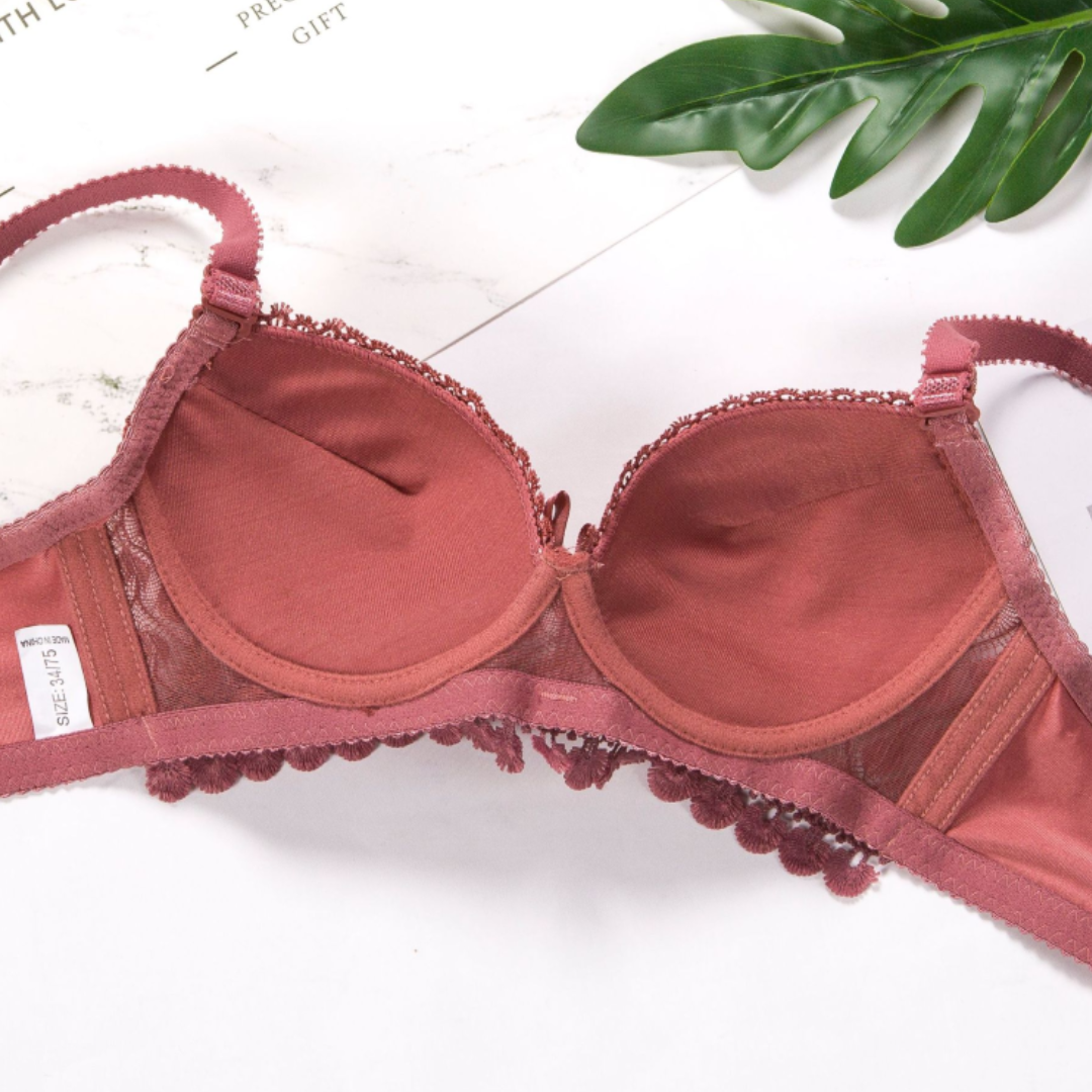 Lace Design Wired Push Up Padded Bra Set