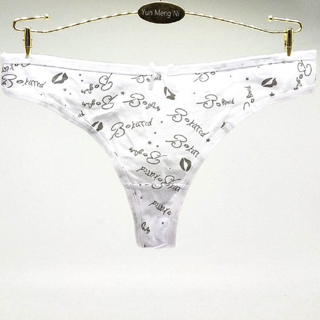 Pack of 2 Cute Printed Design Seamless Cotton Thong Panties