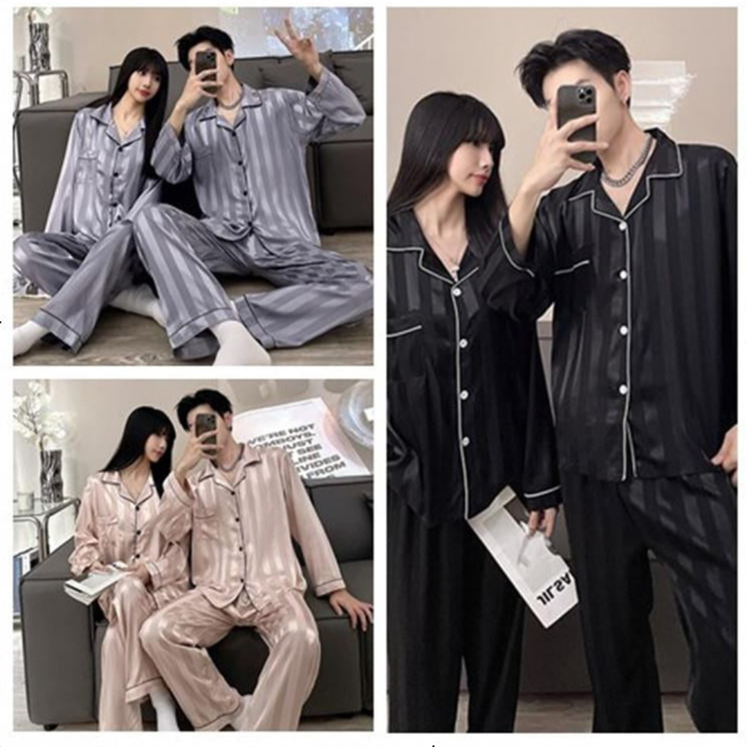 Lining Satin Silk 2-Pieces Pajama Set