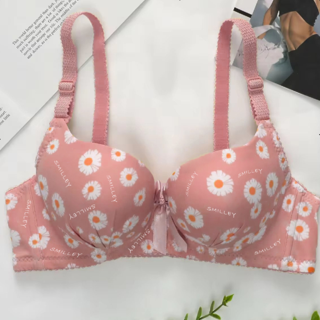 Double Padded Push Flower Printed Bra