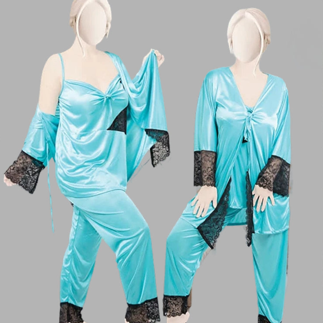 Elegant Nightie Satin SIlk Smooth Pajama Set