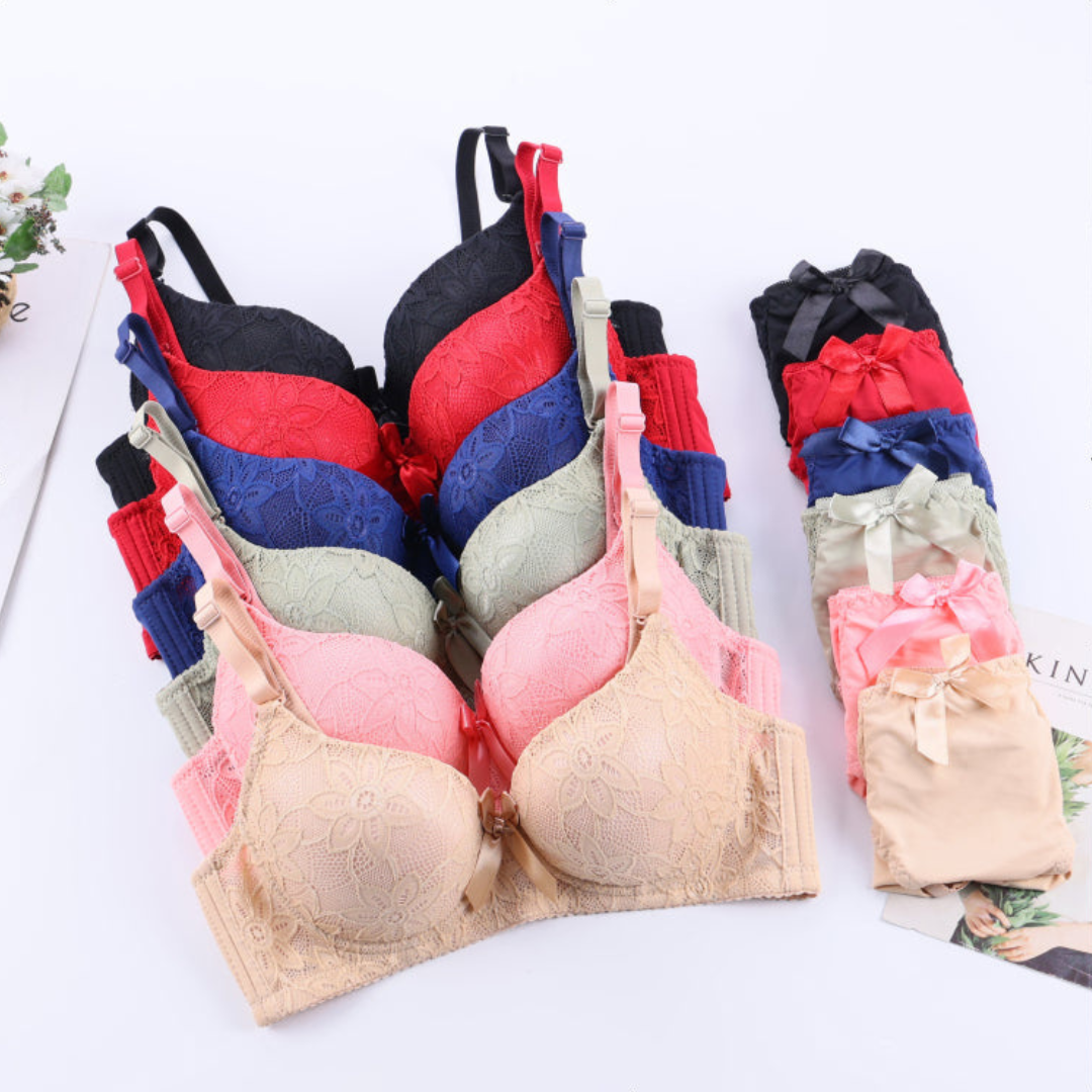 Double Padded Push up Floral Design Bra Set