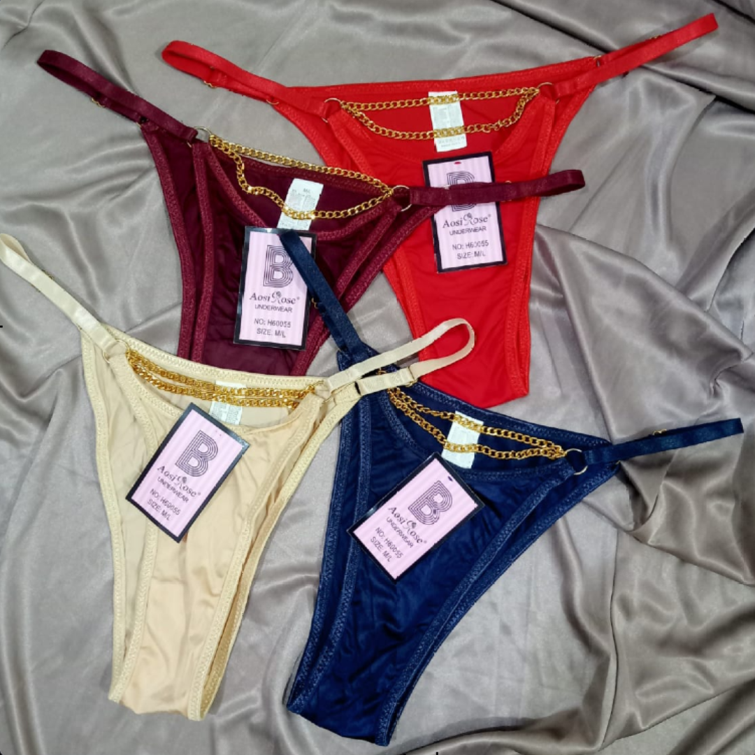 Pack of 2 Chain-Detail Nylon Thong Panties