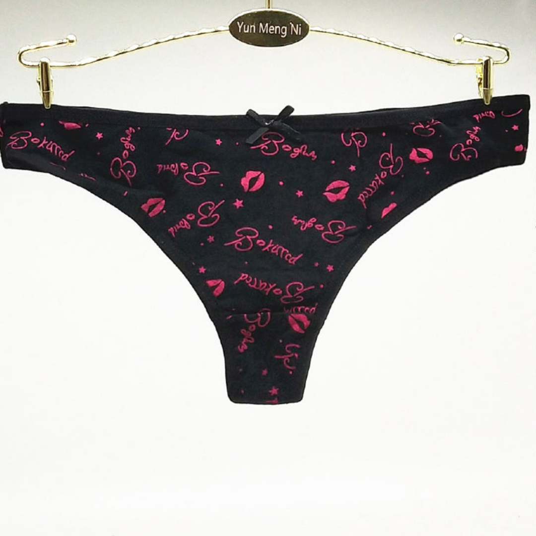 Pack of 2 Cute Printed Design Seamless Cotton Thong Panties