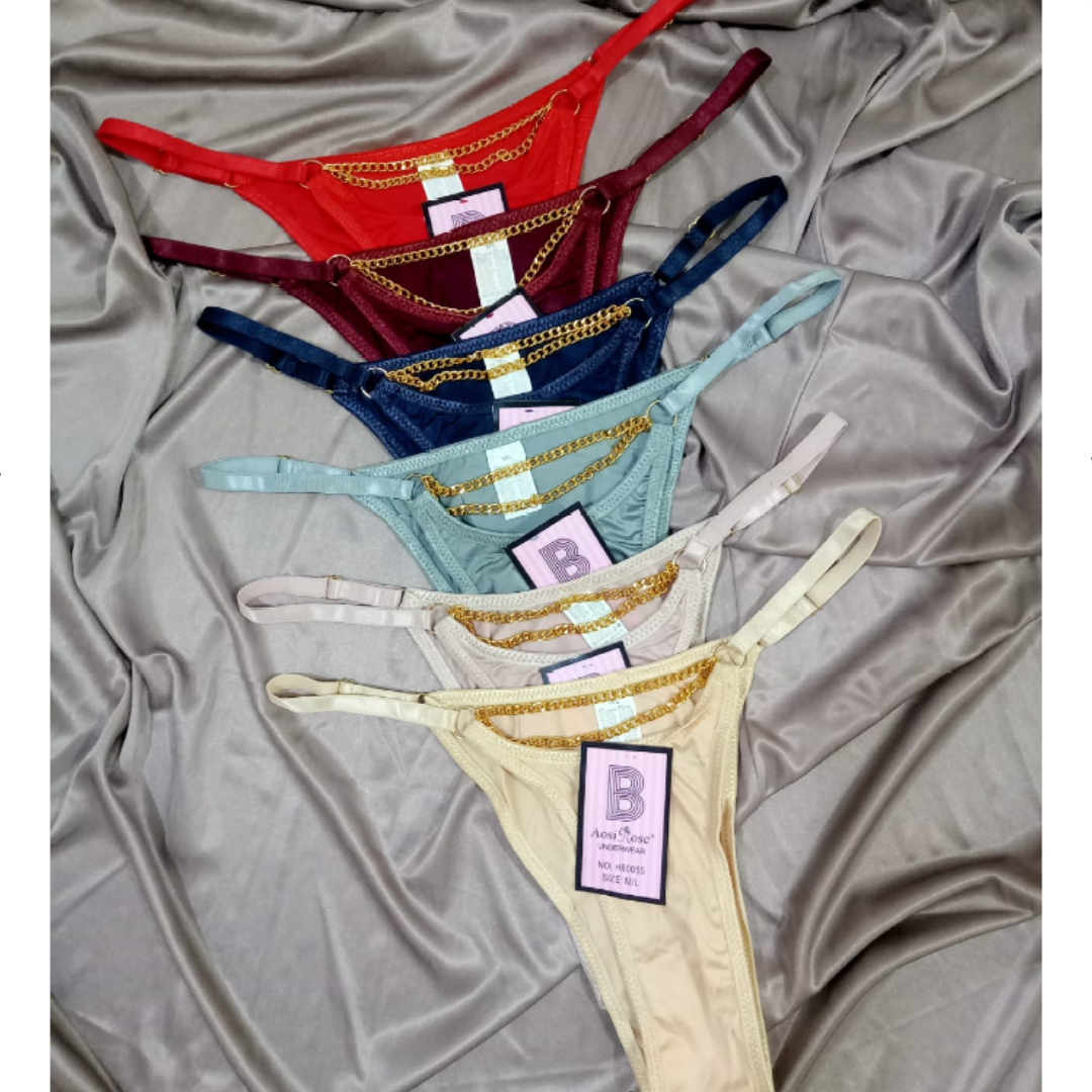 Pack of 2 Chain-Detail Nylon Thong Panties