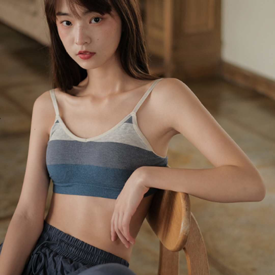 Strips Design Padded Adjustable Pullover Bra