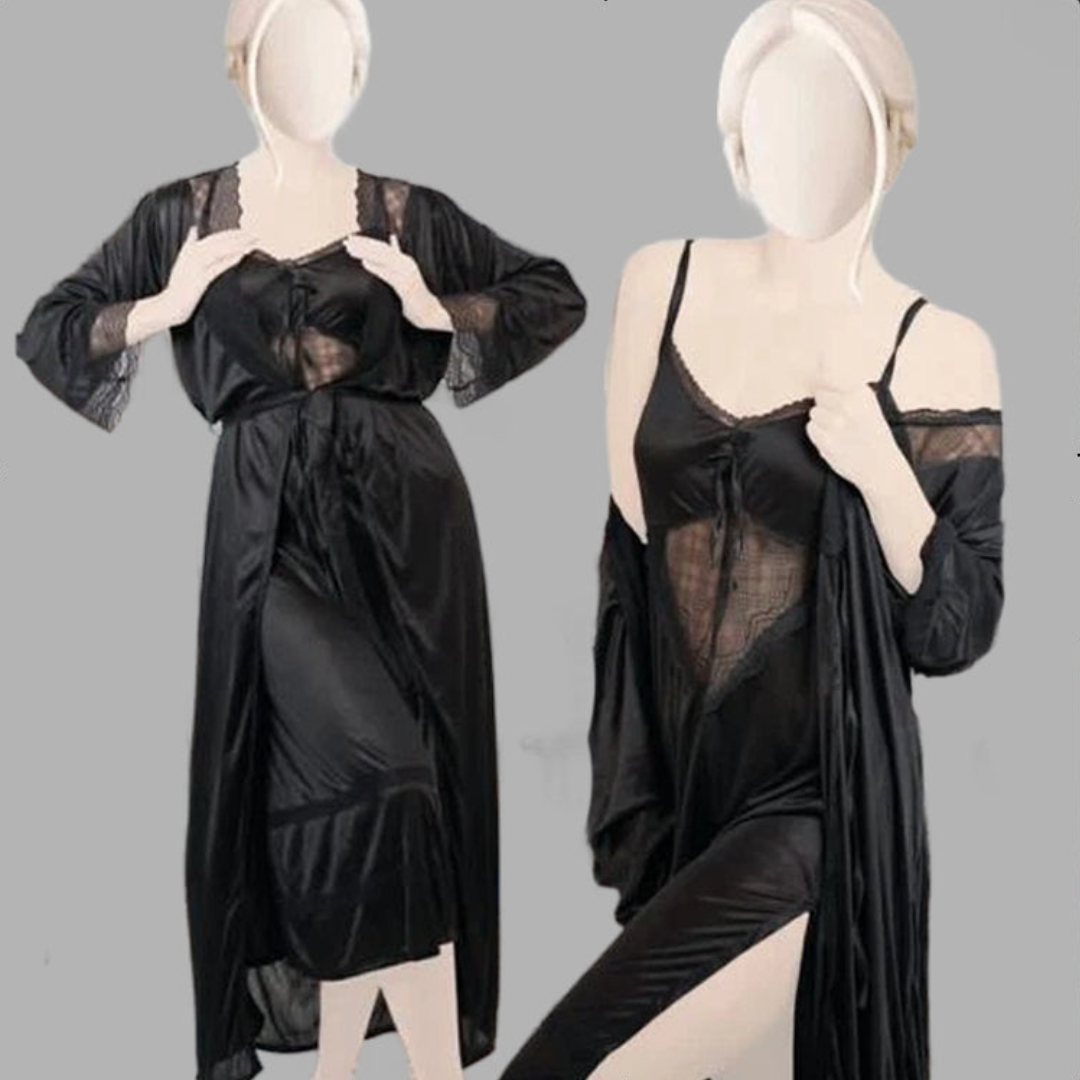 2 Pcs Effortless Elegance Satin Silk Nighty