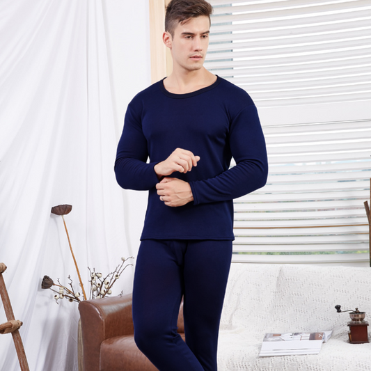Men's Fleece Thickened Round Neck Thermal Suit