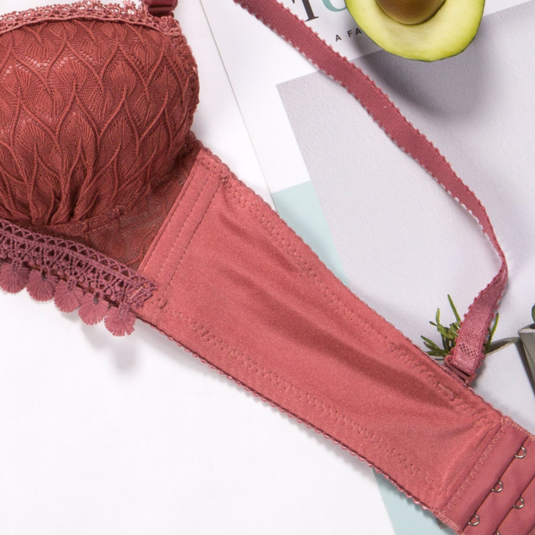 Lace Design Wired Push Up Padded Bra Set