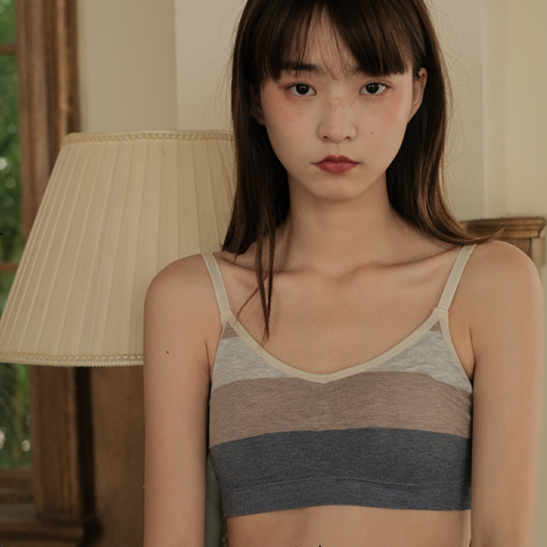 Strips Design Padded Adjustable Pullover Bra