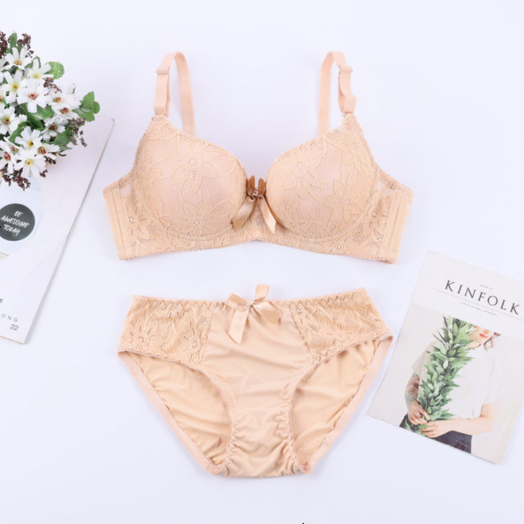 Double Padded Push up Floral Design Bra Set
