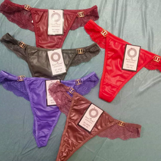 Pack of 2 Erotic Leather G-String Panties