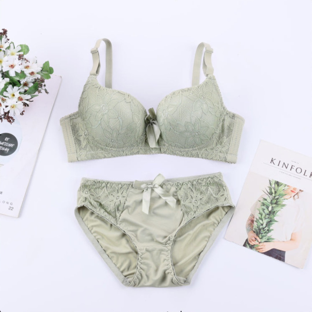 Double Padded Push up Floral Design Bra Set
