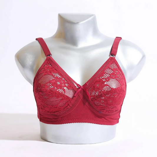 Lace Cups Cotton Band Non Wired Bra