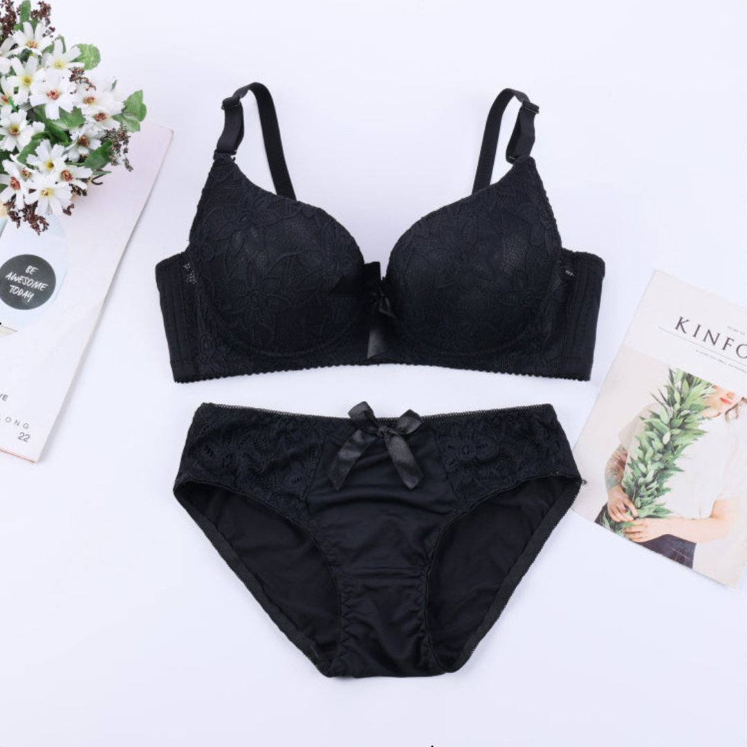 Double Padded Push up Floral Design Bra Set