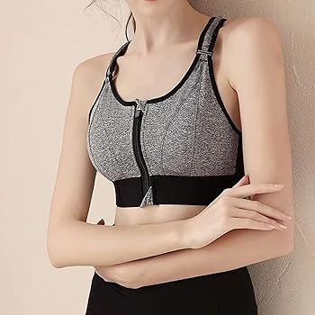 Women's Yoga Sports Bra Zipper Front Open