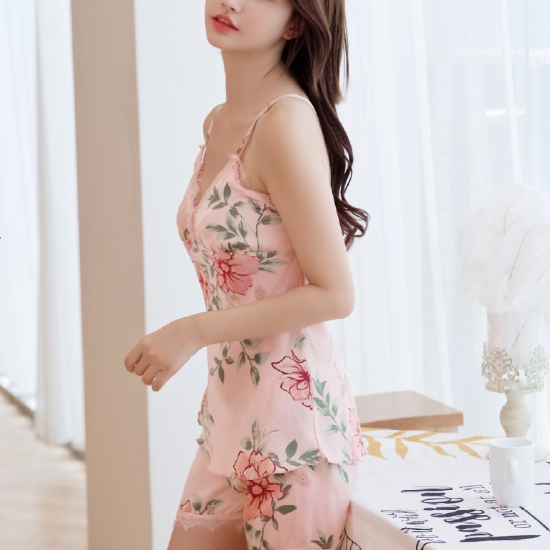 Chic Lace Trim Nightwear Set for Ladies