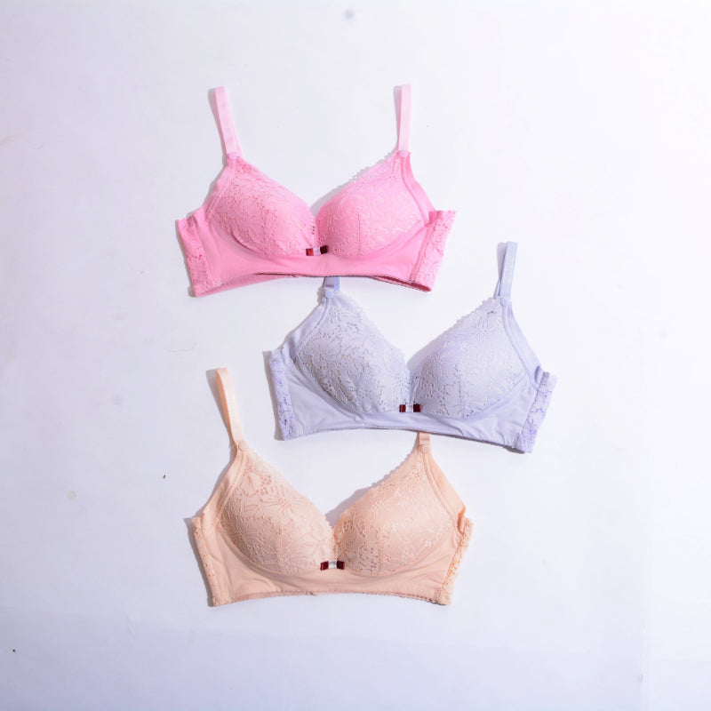 Non Wired Padded Lace Button Nursing bra