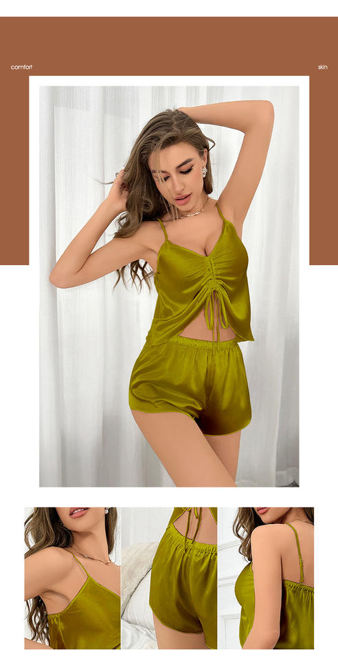 Women’s Heart Print Pajama Set, Sleeveless Crop Top and Shorts