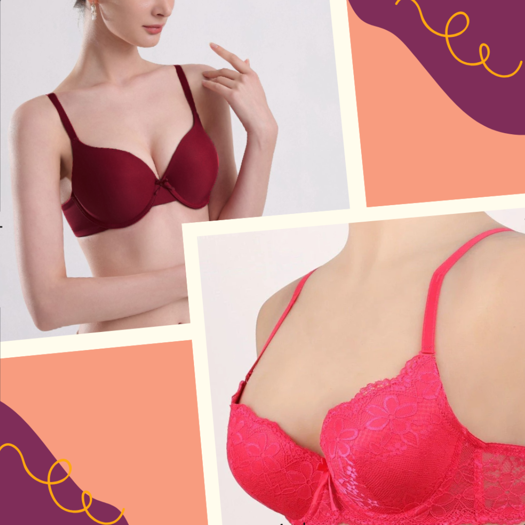 Pack Of 2 Plain & Lace Padded Bras