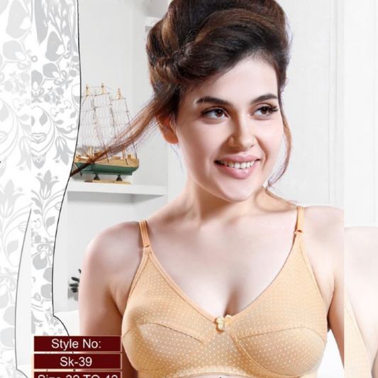 Ladies Comfy Non-Padded Wireless Polka Dot Design Bra