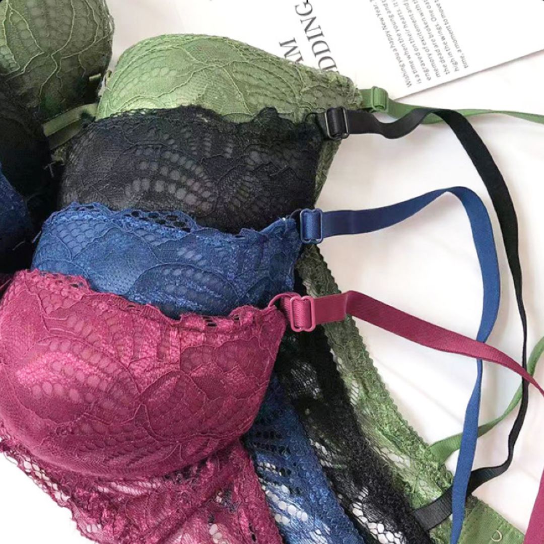 Lace Design Double Padded Push Up Wired Bra