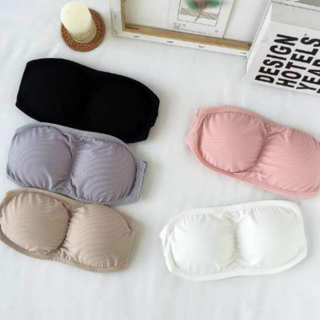 Seamless Cotton Strapless Bra with Removable Pads
