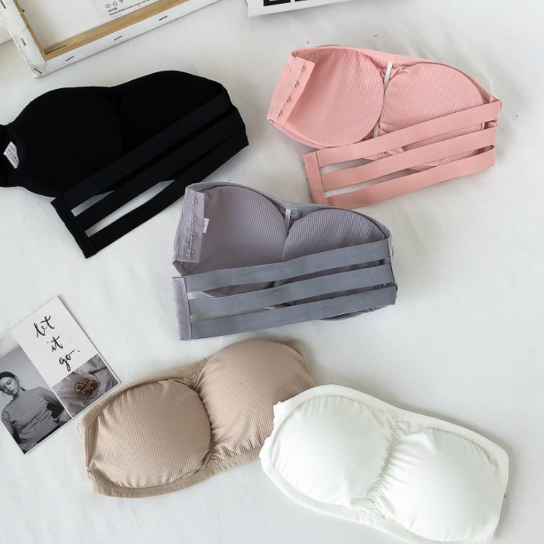 Seamless Cotton Strapless Bra with Removable Pads