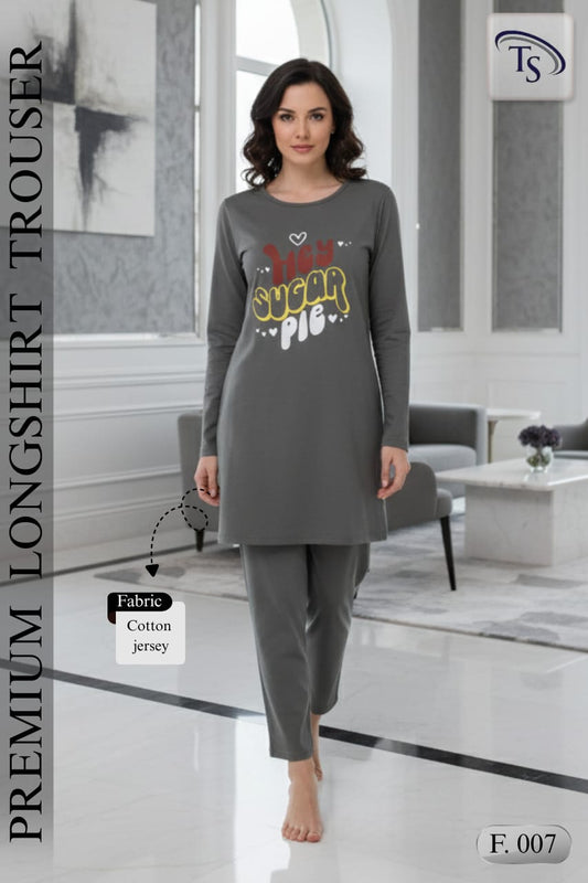 Premium Cotton Jersey Longshirt Trouser Set