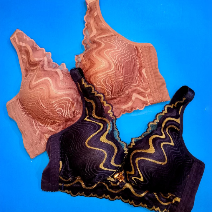 Floral Design Non Wired Double Padded Push Up Bra