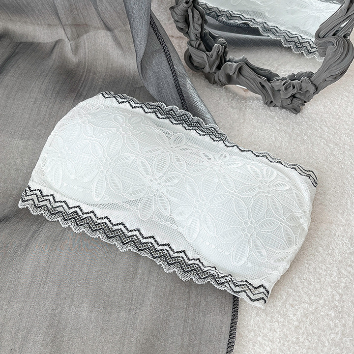 Ladies Thin Padded Wireless Floral Lace Strapless Bra