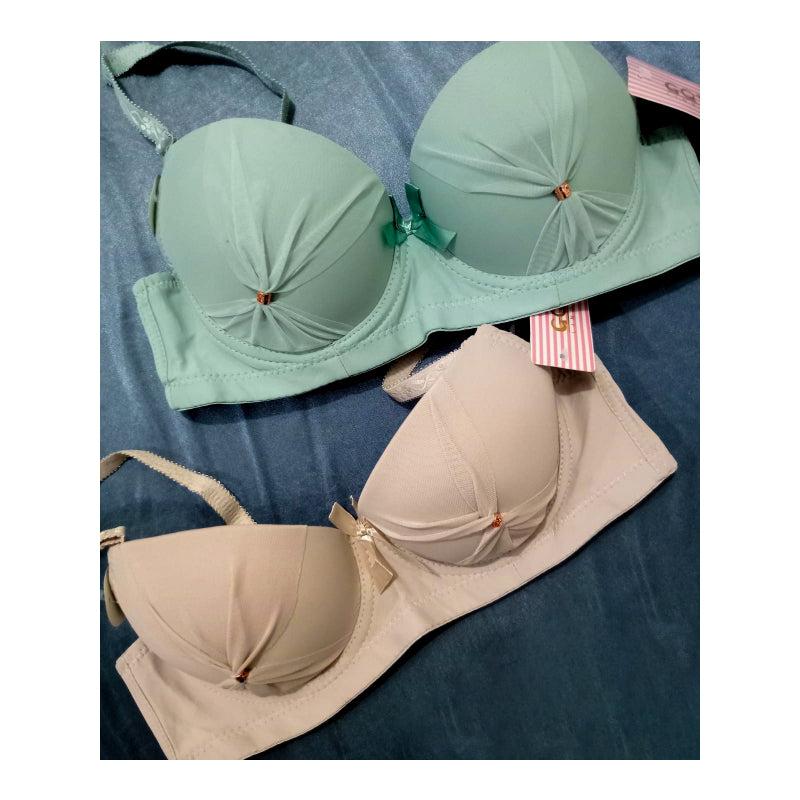 Stylish Front Ribbon Padded Wired Bra